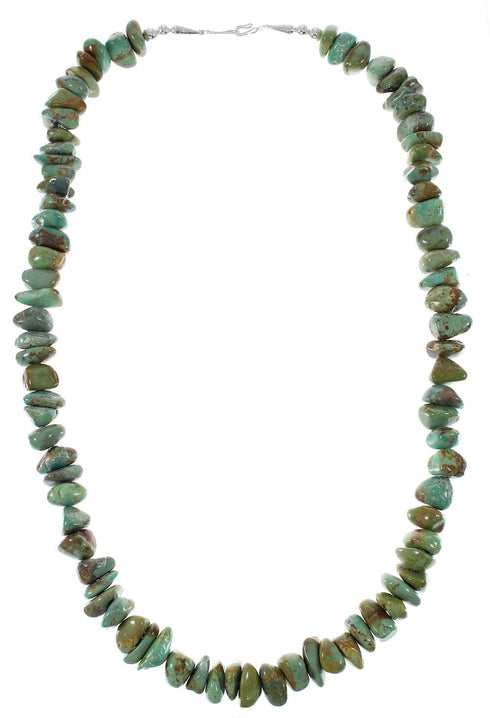 Kingmam Turquoise Silver Navajo Indian Bead Necklace AX85128