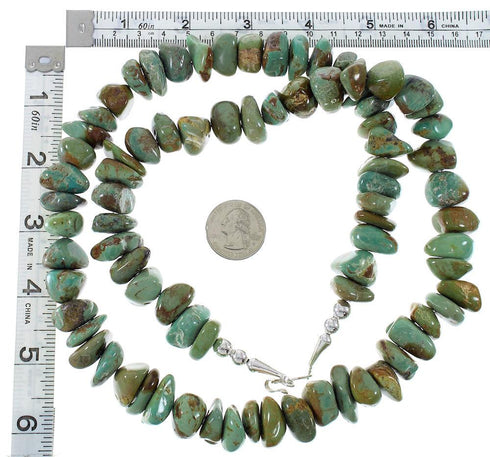 Kingmam Turquoise Silver Navajo Indian Bead Necklace AX85128