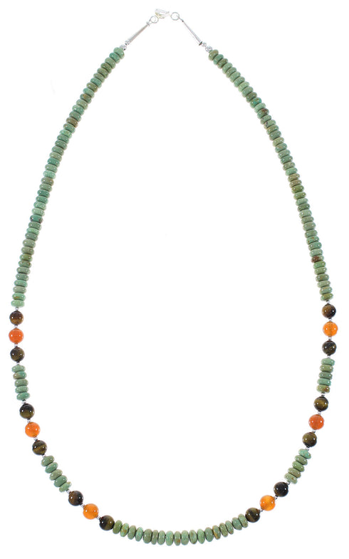 Native American Multicolor And Sterling Silver Bead Necklace RX85910