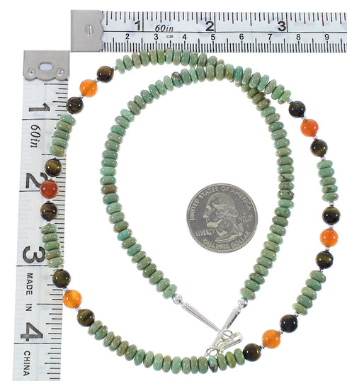 Native American Multicolor And Sterling Silver Bead Necklace RX85910