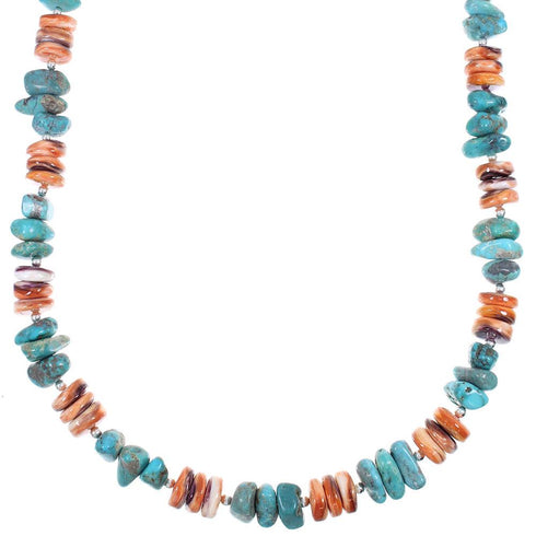 Multicolor Native American Genuine Sterling Silver Bead Necklace AX88928