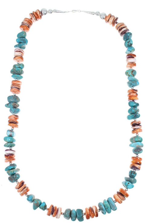 Multicolor Native American Genuine Sterling Silver Bead Necklace AX88928