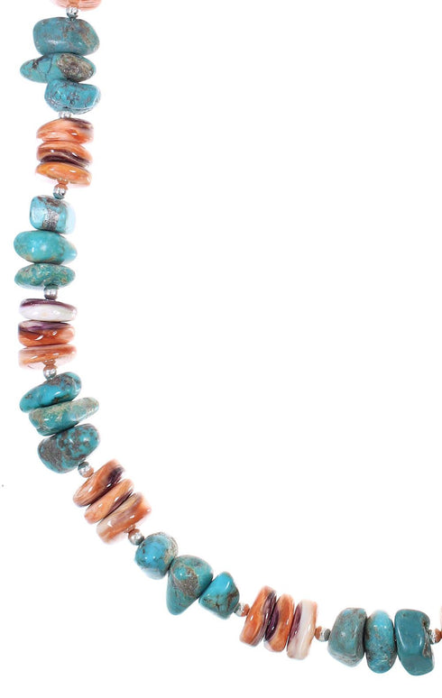 Multicolor Native American Genuine Sterling Silver Bead Necklace AX88928