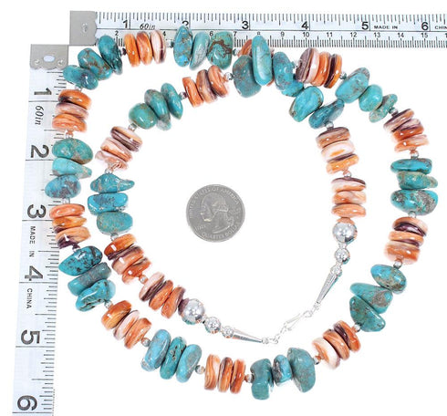 Multicolor Native American Genuine Sterling Silver Bead Necklace AX88928