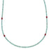 Silver Turquoise And Coral Navajo Bead Necklace AX88846