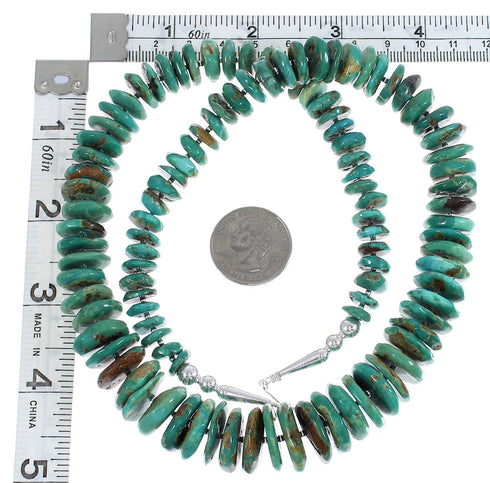 Sterling Silver Kingman Turquoise Navajo Bead Necklace AX89418
