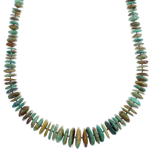 Genuine Sterling Silver Kingman Turquoise Navajo Bead Necklace AX89419