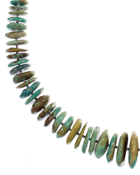 Genuine Sterling Silver Kingman Turquoise Navajo Bead Necklace AX89419