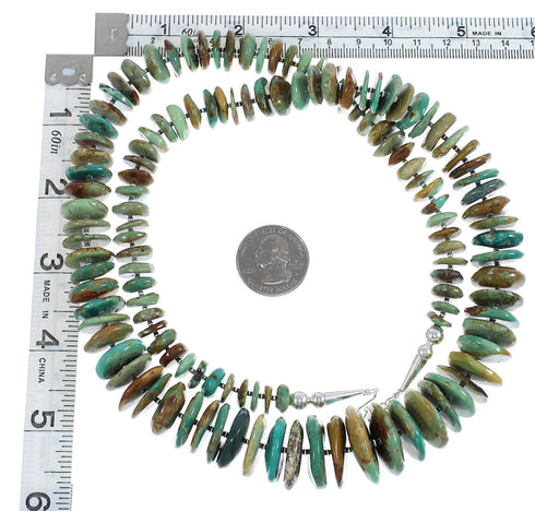 Genuine Sterling Silver Kingman Turquoise Navajo Bead Necklace AX89419