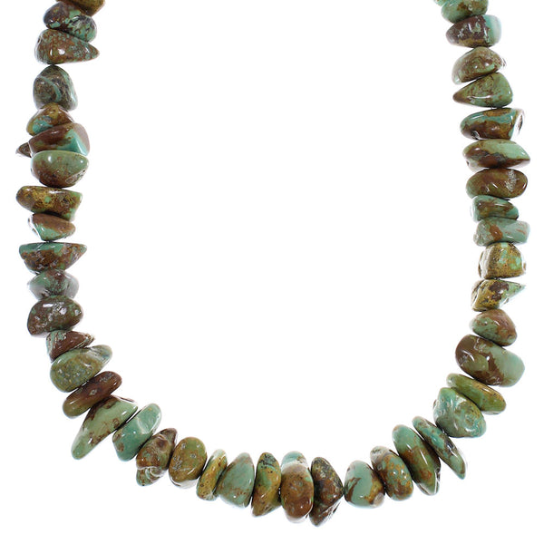 Genuine Sterling Silver Kingman Turquoise American Indian Navajo Bead Necklace AX89420