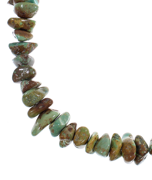 Genuine Sterling Silver Kingman Turquoise American Indian Navajo Bead Necklace AX89420