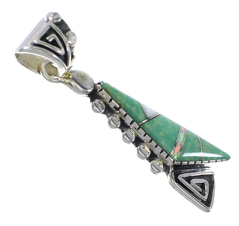 Sterling Silver Turquoise Opal Water Wave Pendant RX89438