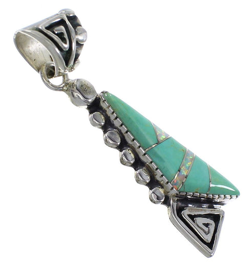 Authentic Sterling Silver Turquoise Opal Water Wave Southwest Pendant RX89445