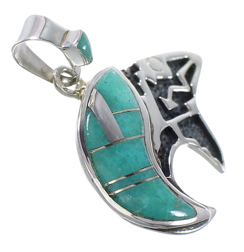 Turquoise Bear And Arrow Genuine Sterling Silver Pendant RX89450