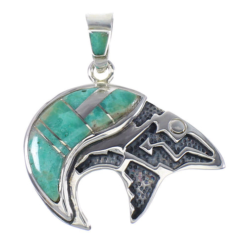 Turquoise Authentic Sterling Silver Bear And Arrow Pendant RX89452