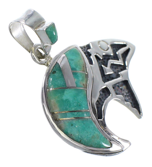 Turquoise Authentic Sterling Silver Bear And Arrow Pendant RX89452