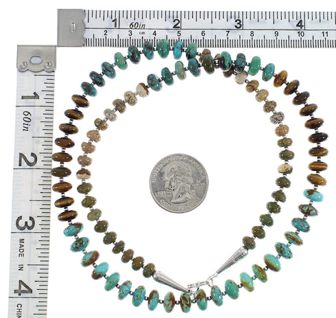 American Indian Multicolor Sterling Silver Bead Necklace RX91578