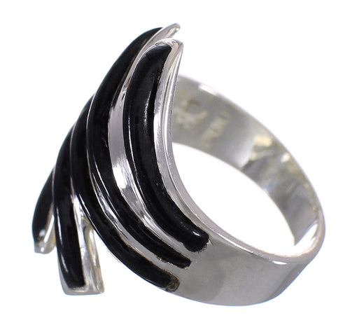 Silver Southwestern Jet Ring Size 7-1/4 QX87548