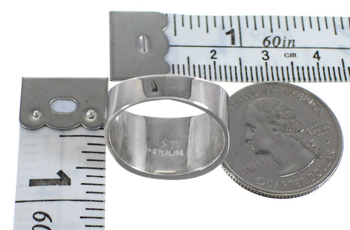 Silver Southwest Jet Mother Of Pearl Ring Size 4-1/2 QX87597