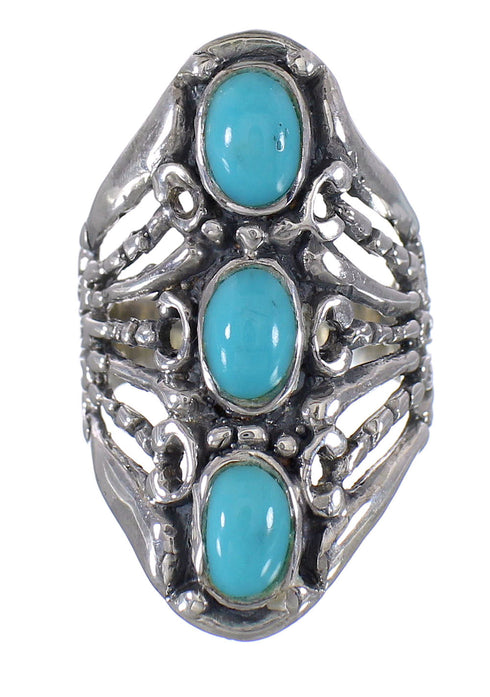 Southwestern Authentic Sterling Silver Turquoise Ring Size 4-3/4 QX87232