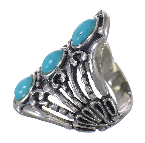 Southwestern Authentic Sterling Silver Turquoise Ring Size 4-3/4 QX87232
