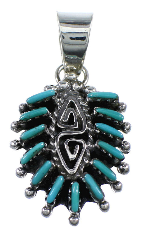 Silver Turquoise Water Wave Needlepoint Pendant YX93398