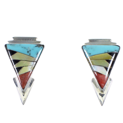 Multicolor Silver Southwestern Post Earrings YX93975