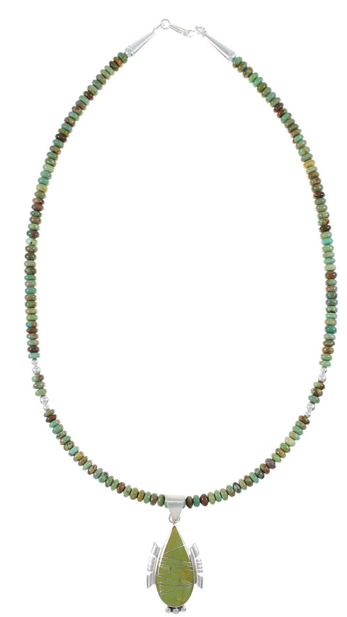 Turquoise Southwestern Authentic Sterling Silver Bead Necklace Set AX93766