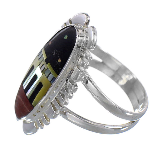 Multicolor Silver Native American Village Design Ring Size 5-1/4 FX93672