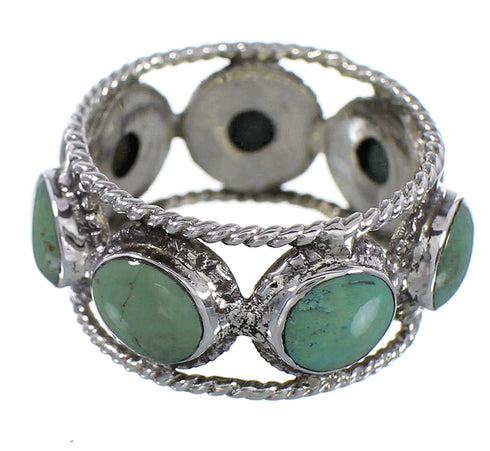 Southwestern Authentic Sterling Silver Turquoise Ring Size 8-1/4 YX94032