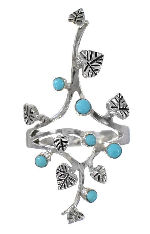 Silver And Turquoise Southwestern Ring Size 8 YX94095