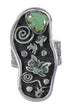 Southwest Jewelry Sterling Silver Turquoise Butterfly And Water Wave Ring Size 5-1/2 RX94067