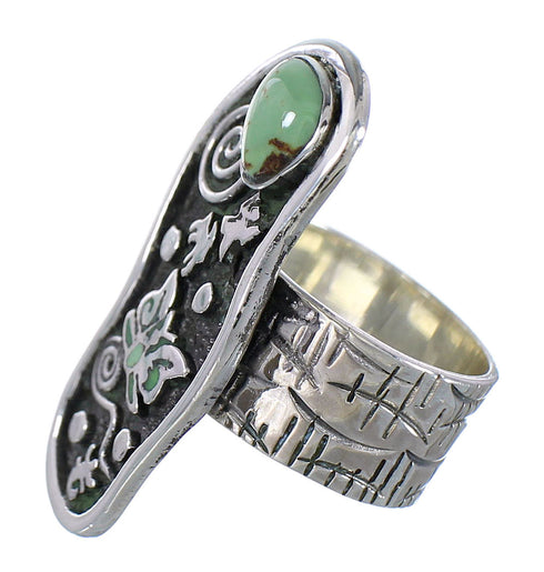 Southwest Jewelry Sterling Silver Turquoise Butterfly And Water Wave Ring Size 5-1/2 RX94067