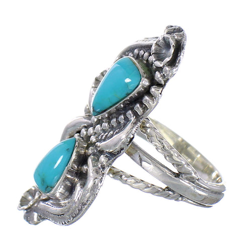 Southwest Sterling Silver And Turquoise Ring Size 4-1/2 RX94116