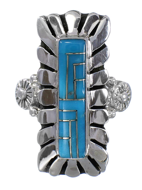 Southwest Turquoise Sterling Silver Ring Size 4-1/2 FX93700
