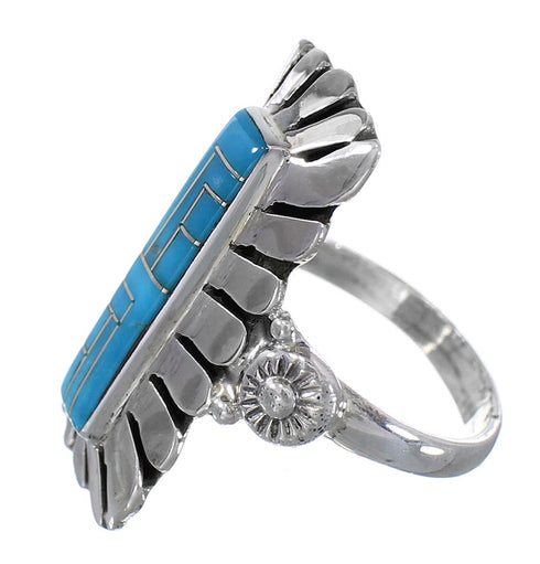 Southwest Turquoise Sterling Silver Ring Size 4-1/2 FX93700