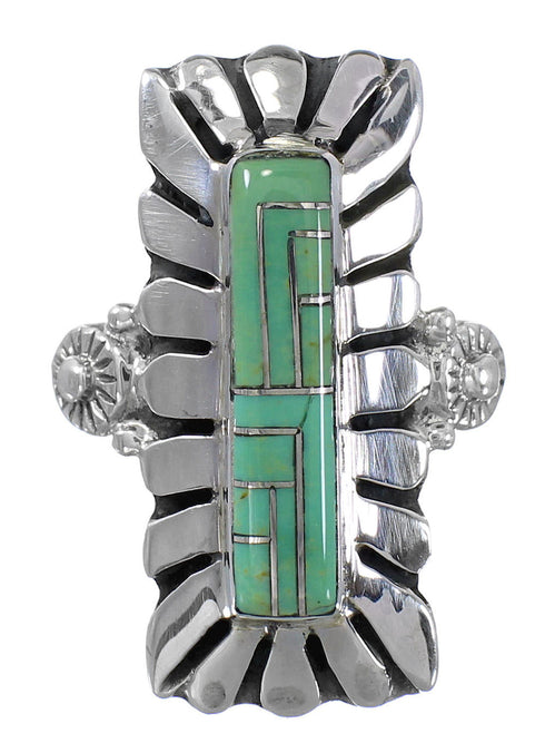 Turquoise Inlay Sterling Silver Jewelry Ring Size 4-1/2 FX93710