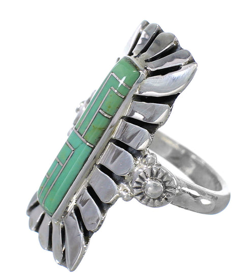 Turquoise Inlay Sterling Silver Jewelry Ring Size 4-1/2 FX93710