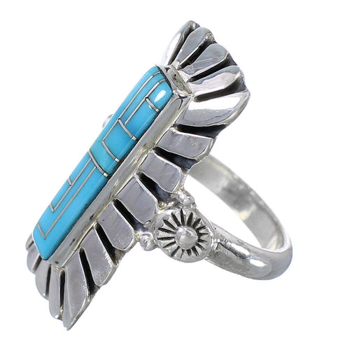 Genuine Sterling Silver Southwest Turquoise Ring Size 5-1/2 FX93716