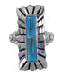Turquoise Inlay Sterling Silver Ring Size 7-1/4 FX93730