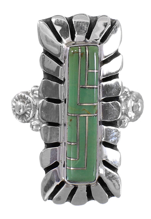 Turquoise Inlay And Sterling Silver Ring Size 5 AX94068