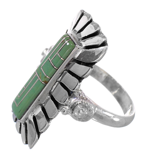 Turquoise Inlay And Sterling Silver Ring Size 5 AX94068