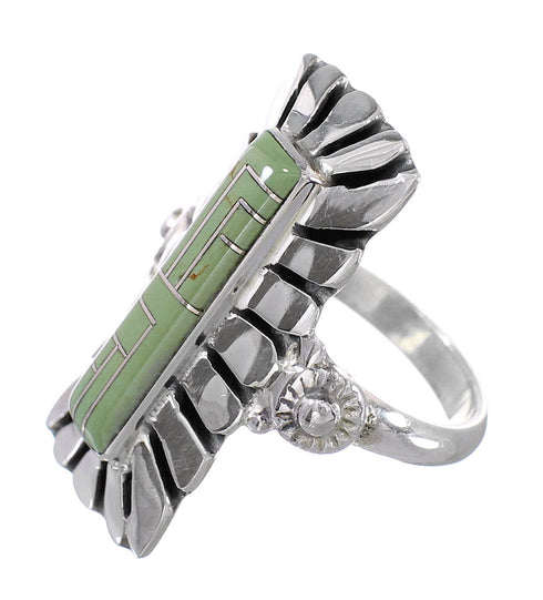 Turquoise Inlay Authentic Sterling Silver Southwest Ring Size 8-1/2 AX94074