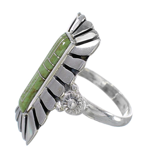 Genuine Sterling Silver Southwest Turquoise Inlay Ring Size 8-1/2 AX94088
