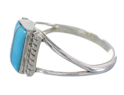 Authentic Sterling Silver Turquoise Inlay Ring Size 6-1/2 FX93721