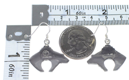 Silver Turquoise Inlay Bear Hook Dangle Earrings PX32376