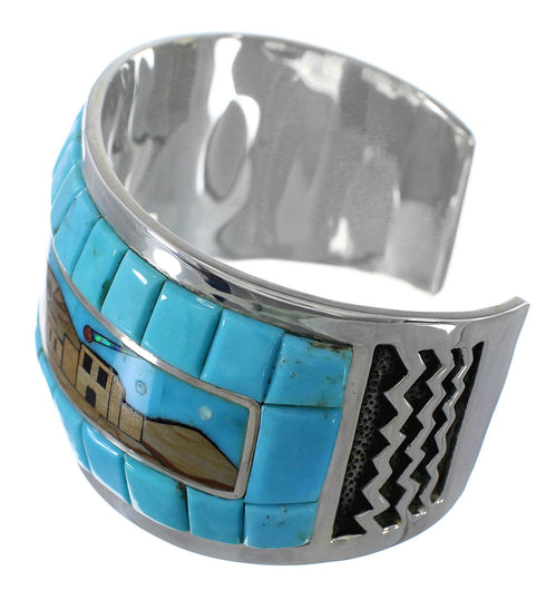 Native American Village Design Multicolor Silver Cuff Bracelet NX27232