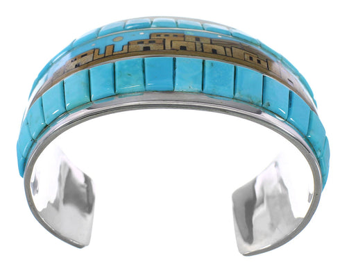 Native American Village Design Multicolor Silver Cuff Bracelet NX27232