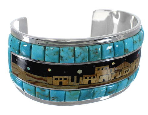 Native American Village Design Multicolor Cuff Bracelet MX27614