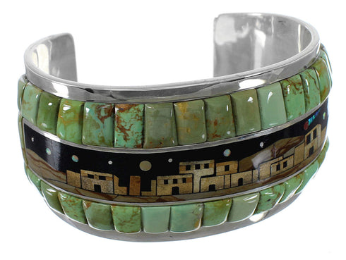 Multicolor Native American Design Sterling Silver Bracelet TX40433